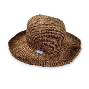 Wallaroo Hat Company Catalina Raffia Sun Hat Wide Brim Brown